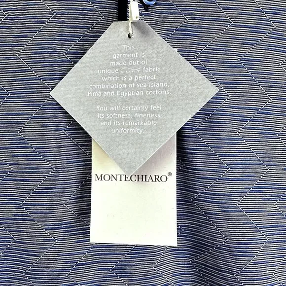 MONTECHIARO Men's Polo Shirt Navy White Zig Zag Print Cotton SZ 56/2XL ITALY - Picture 5 of 16